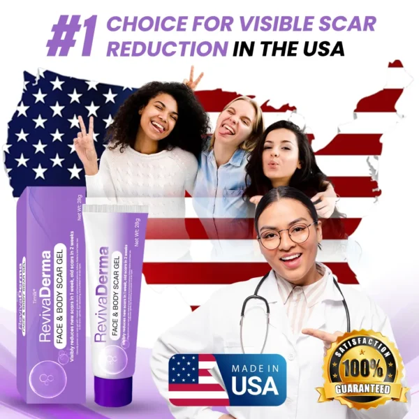 Timilk® RevivaDerma Face & Body Scar Gel - Clinically proven to soften, flatten and fade surgical scars, acne marks, burns, keloids and trauma-related scars
