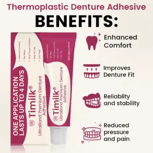 Timilk® UltraBond Premium Denture Adhesive ⚕️ FDA Certified (Clinically Proven 4-Day Hold for Secure, Comfortable & Zinc-Free Denture Fit 🦷) (Copy)